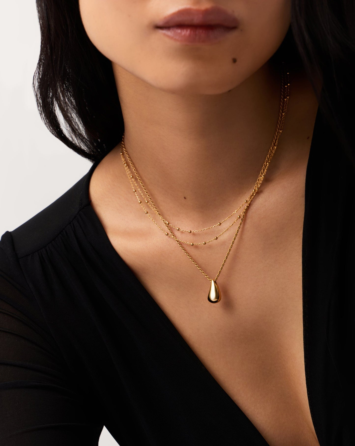 Double Droplet Pendant Necklace in 18k Gold Vermeil