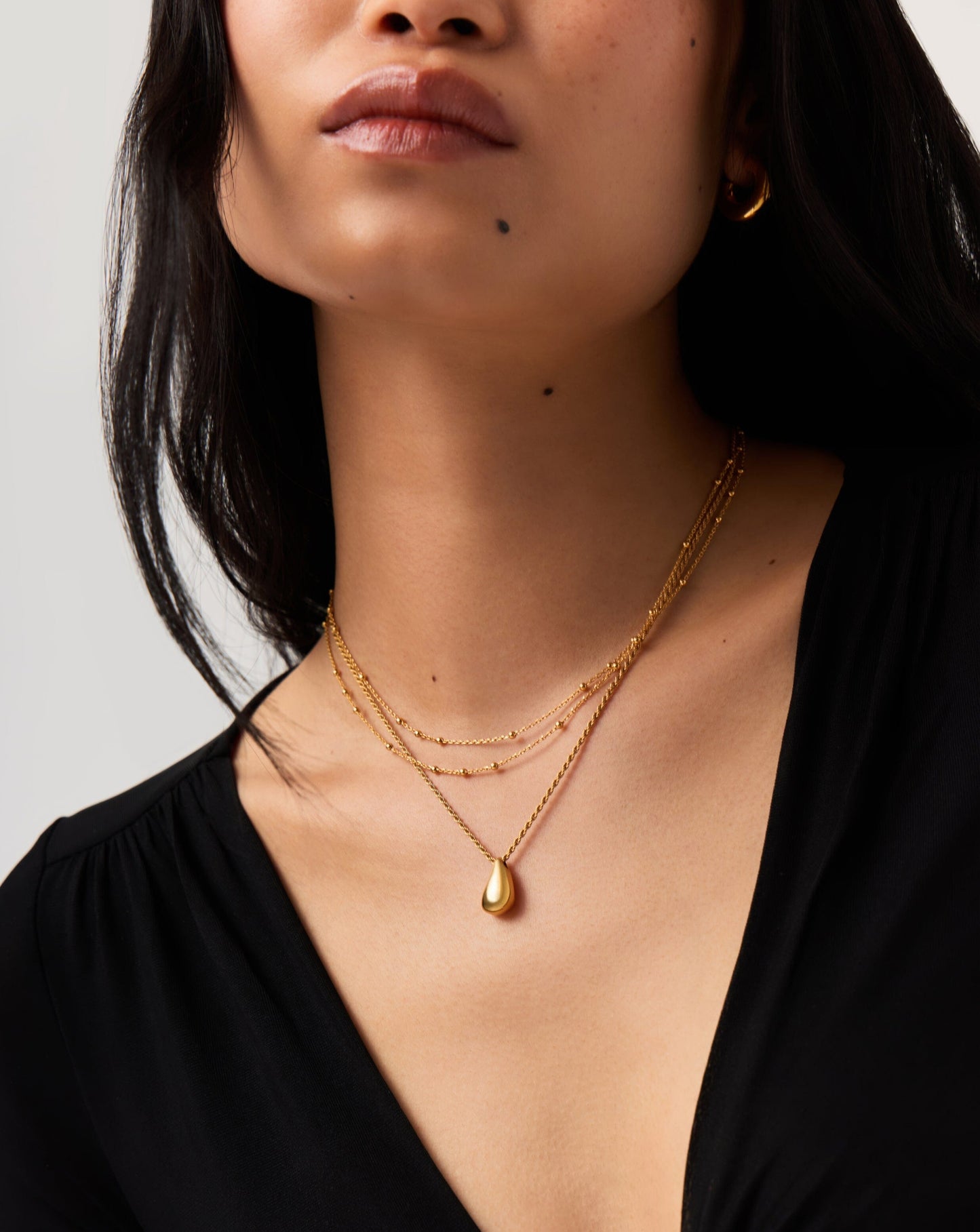 Double Droplet Pendant Necklace in 18k Gold Vermeil