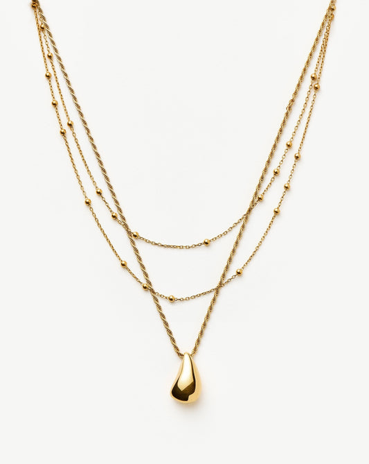 Double Droplet Pendant Necklace in 18k Gold Vermeil