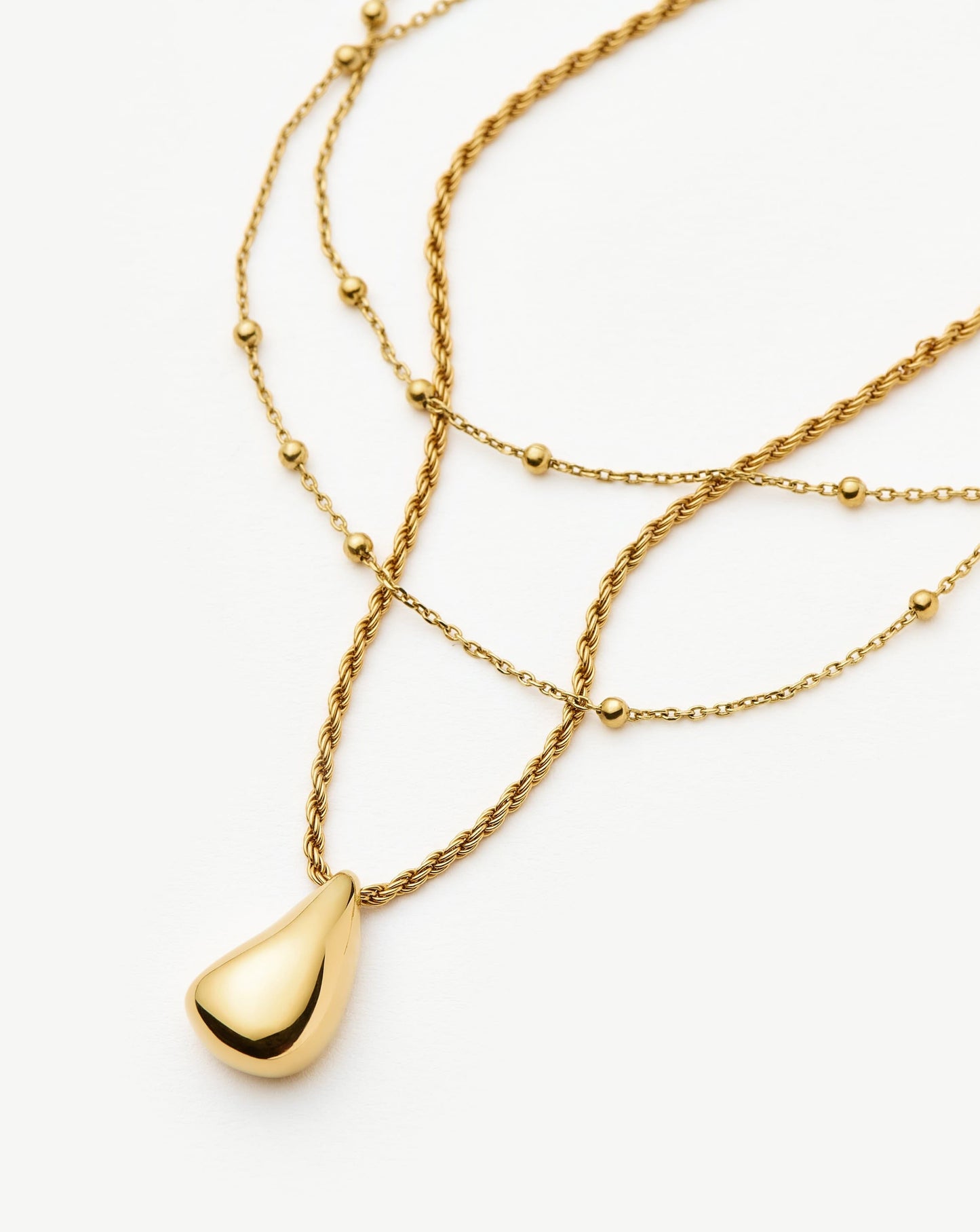 Double Droplet Pendant Necklace in 18k Gold Vermeil