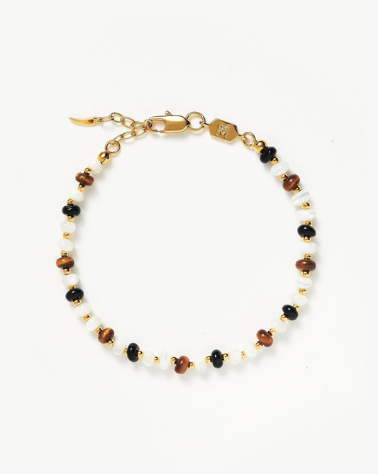 Multi Gemstone Beaded Bracelet with Gold Plating