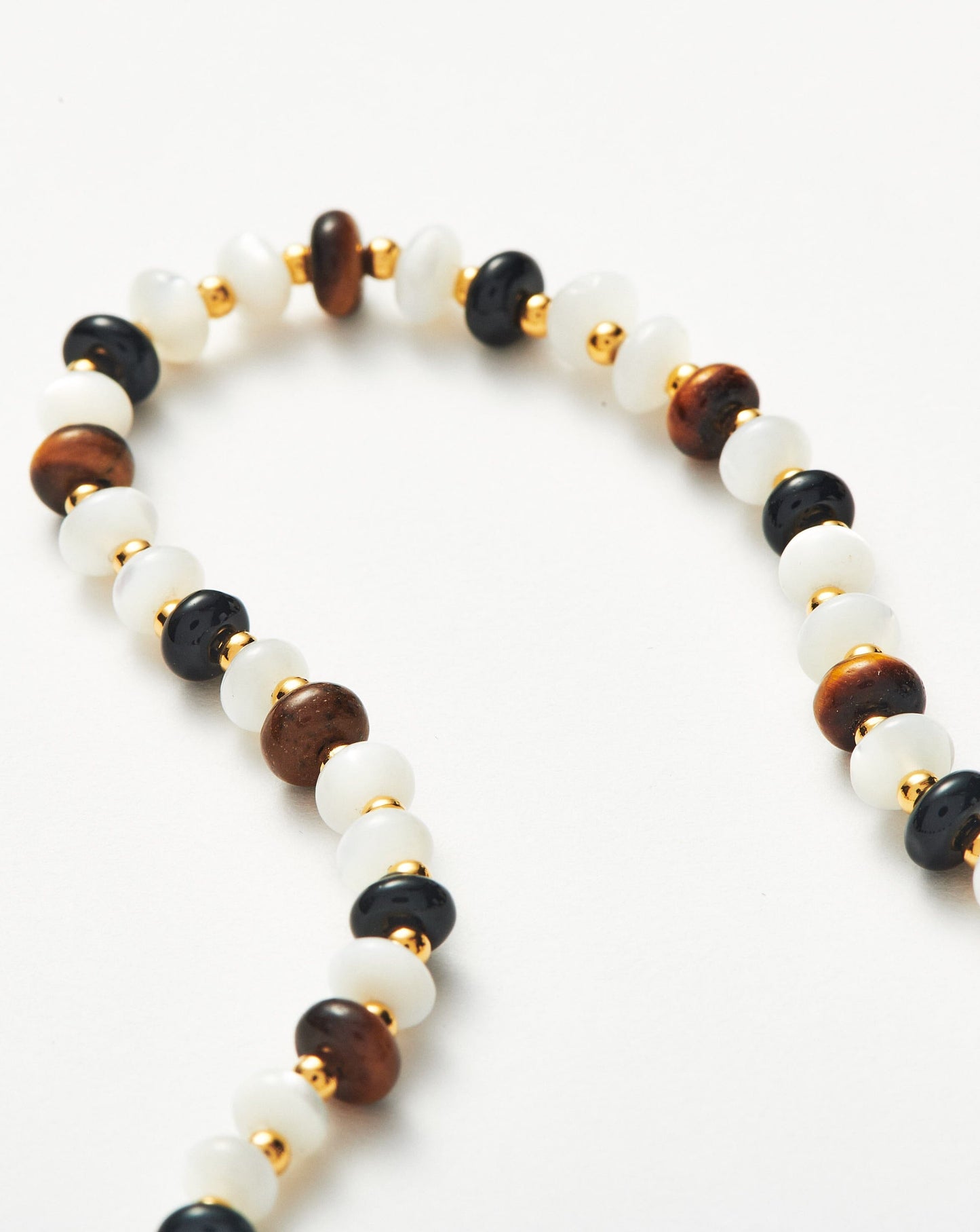 Pearl and Gemstone Beaded Necklace with Gold Plating