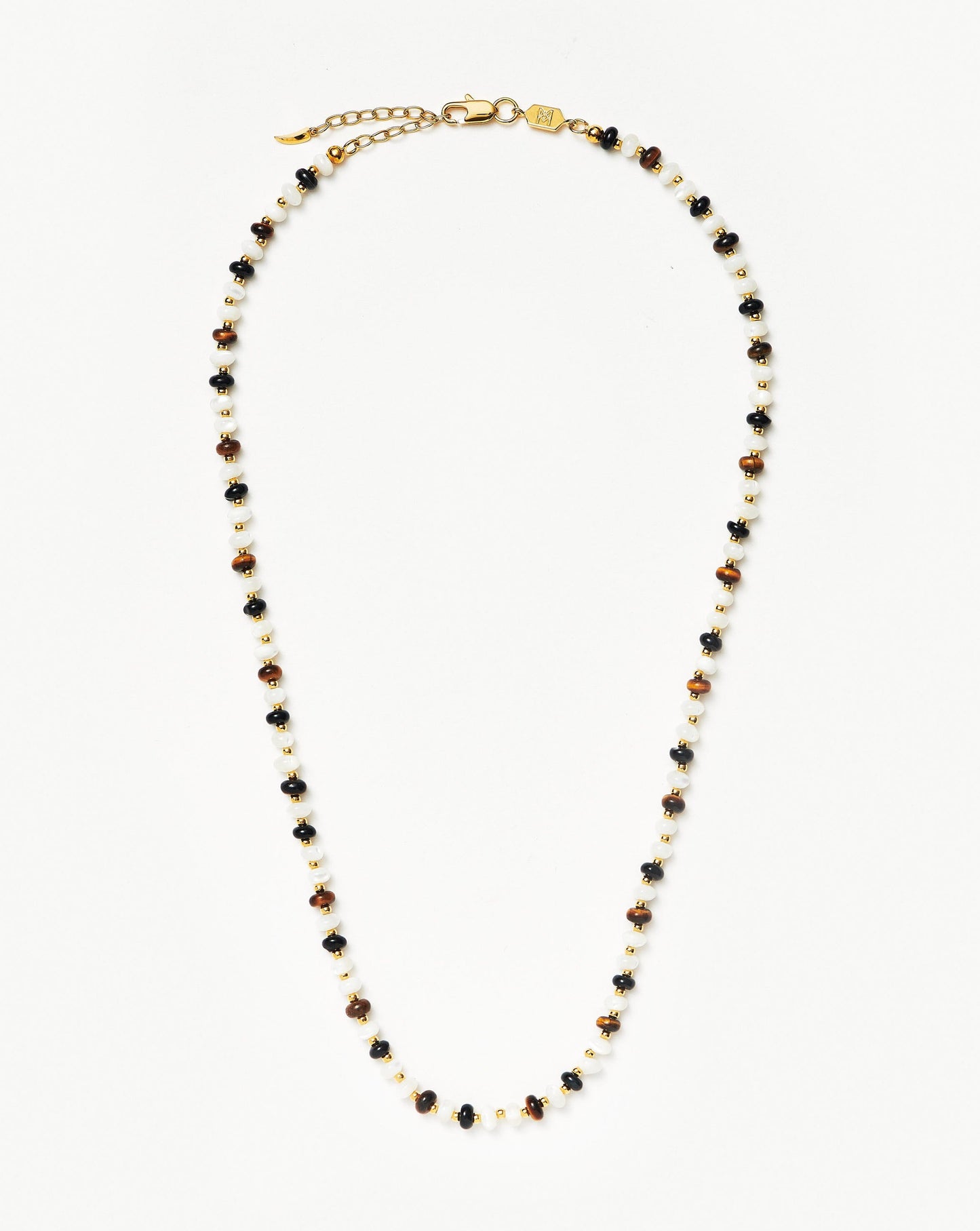 Pearl and Gemstone Beaded Necklace with Gold Plating