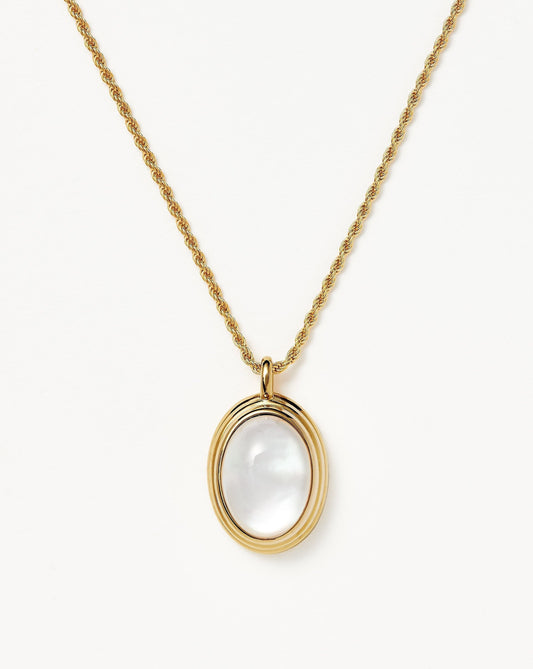 Oval Gemstone Pendant Necklace in Silver 1