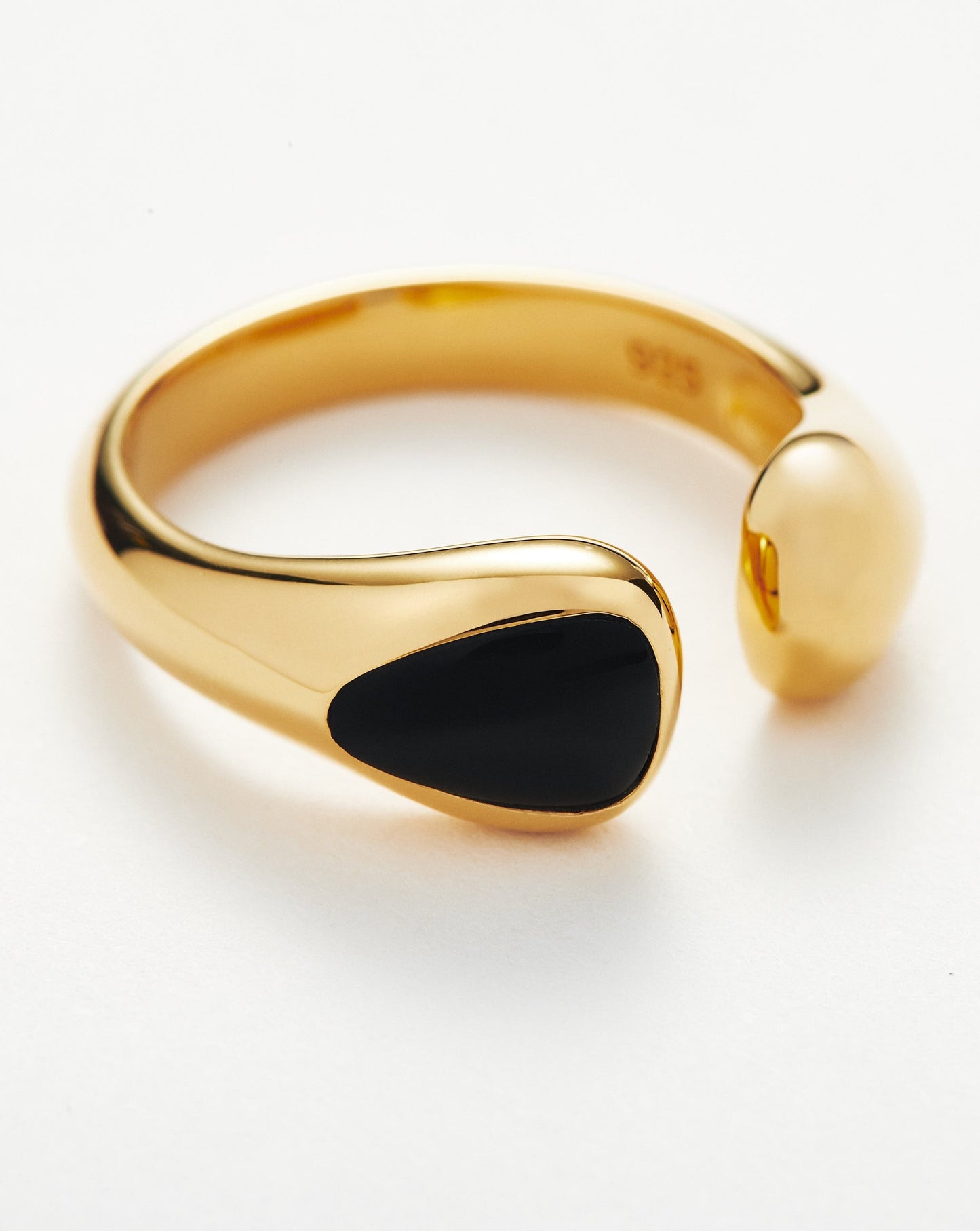 Sculptural Black Onyx Open Ring in 18k Gold Vermeil