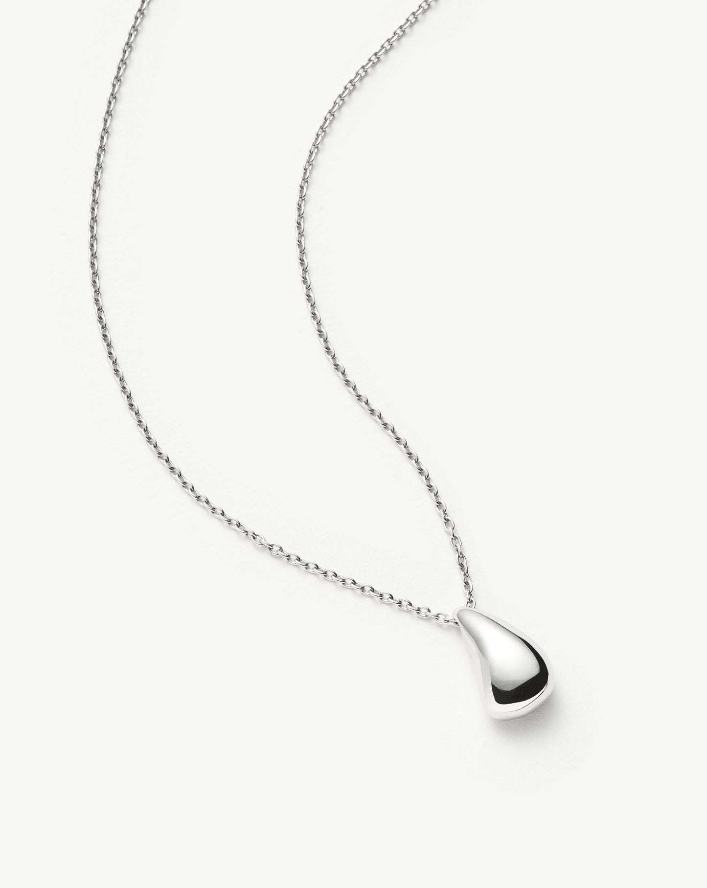 Sculptural Droplet Pendant Necklace in Sterling Silver