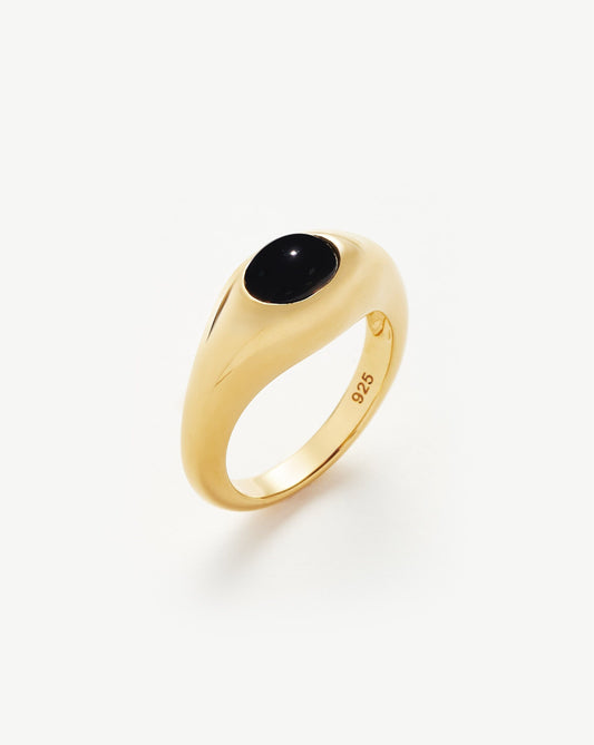 Sculptural Gemstone Stacking Ring in Gold Vermeil and Onyx