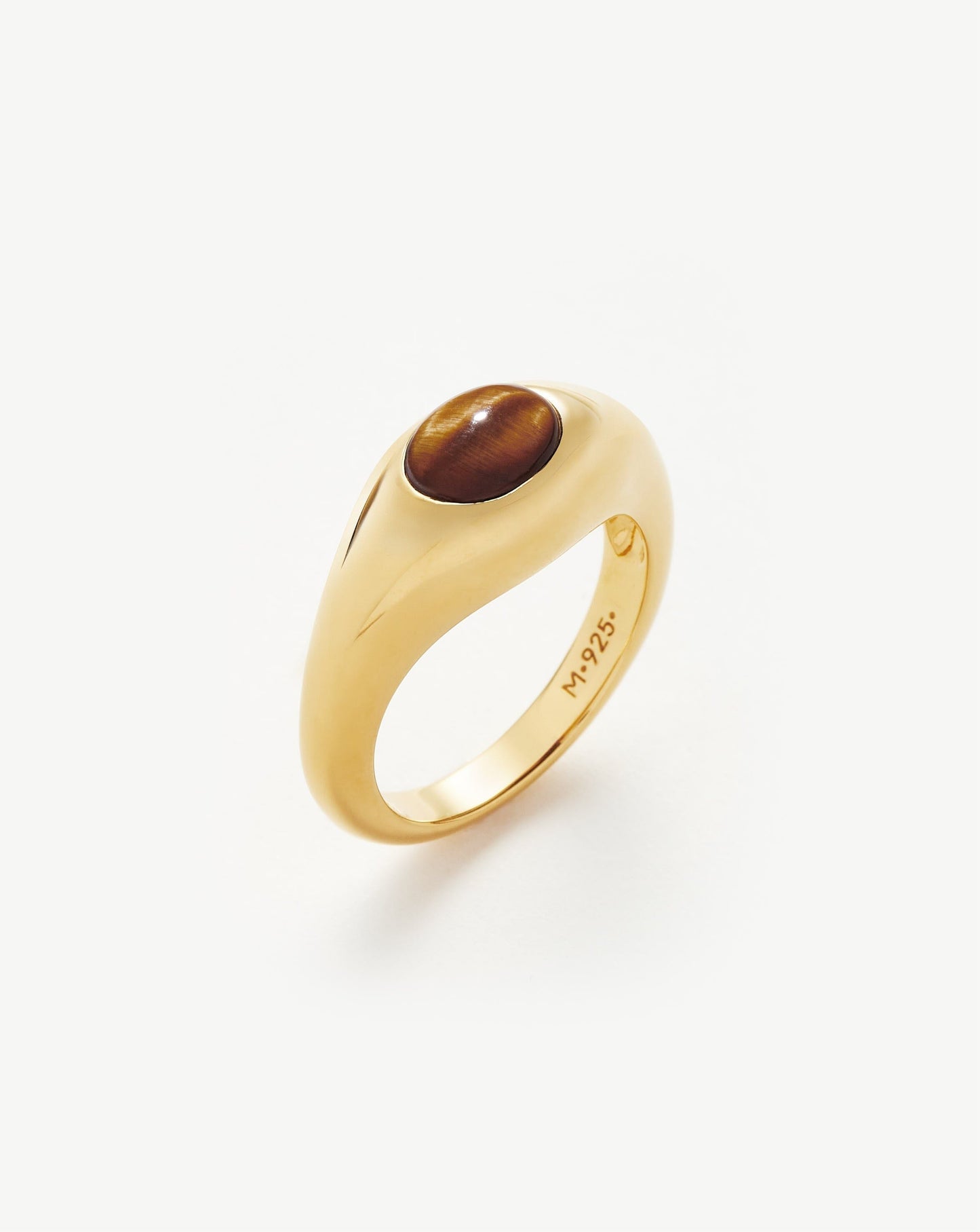 Sculptural Tiger's Eye Stacking Ring in 18k Gold Vermeil