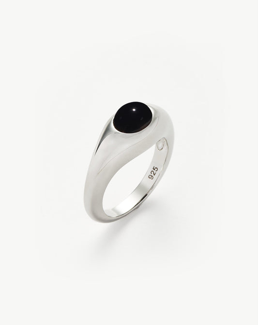 Sculptural Sterling Silver Black Onyx Stacking Ring