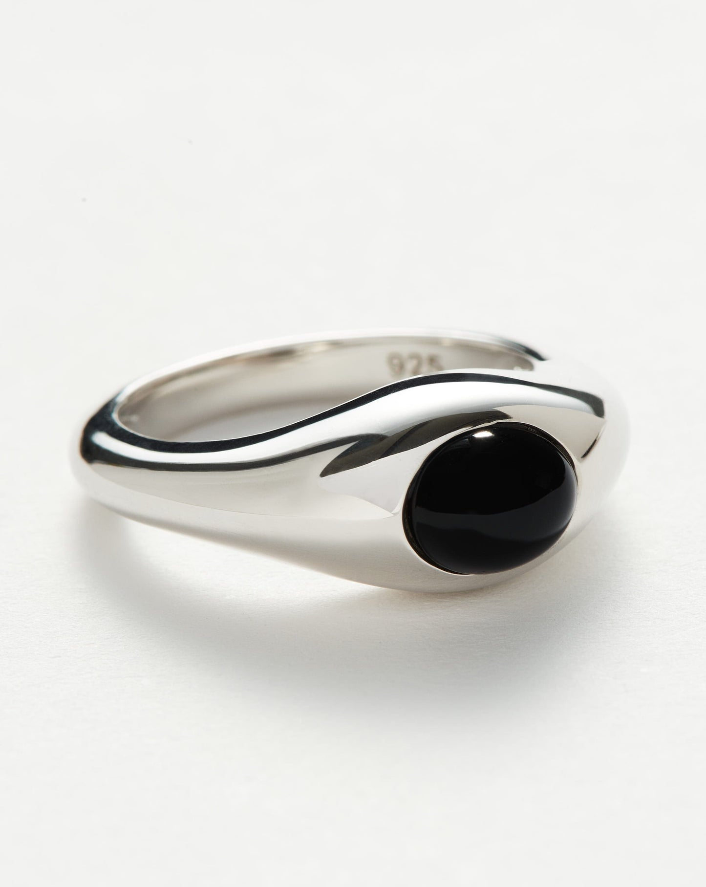 Sculptural Sterling Silver Black Onyx Stacking Ring