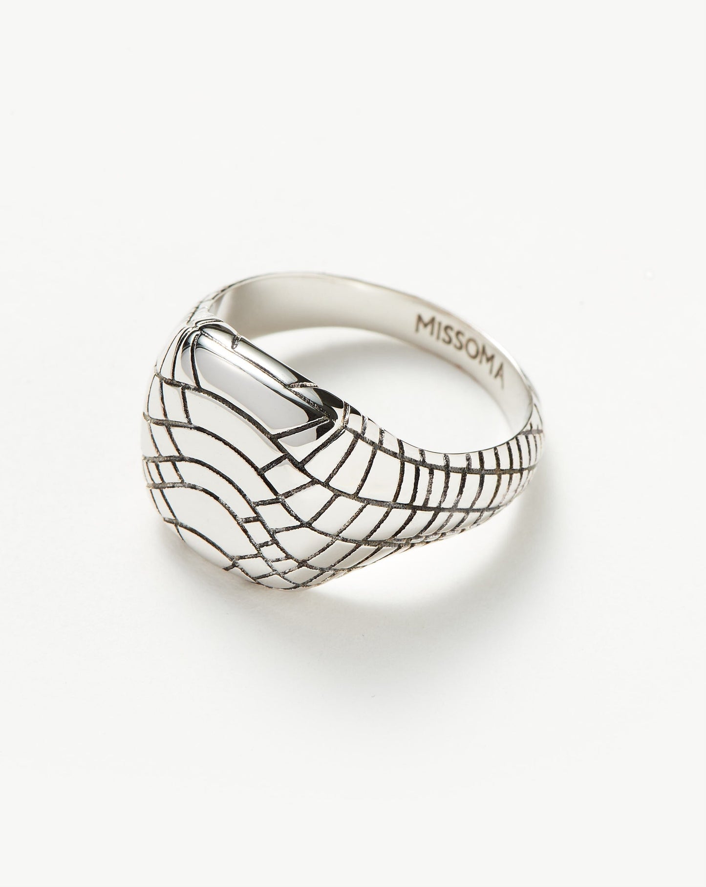 Textured Silver Plated Serpent Signet Ring