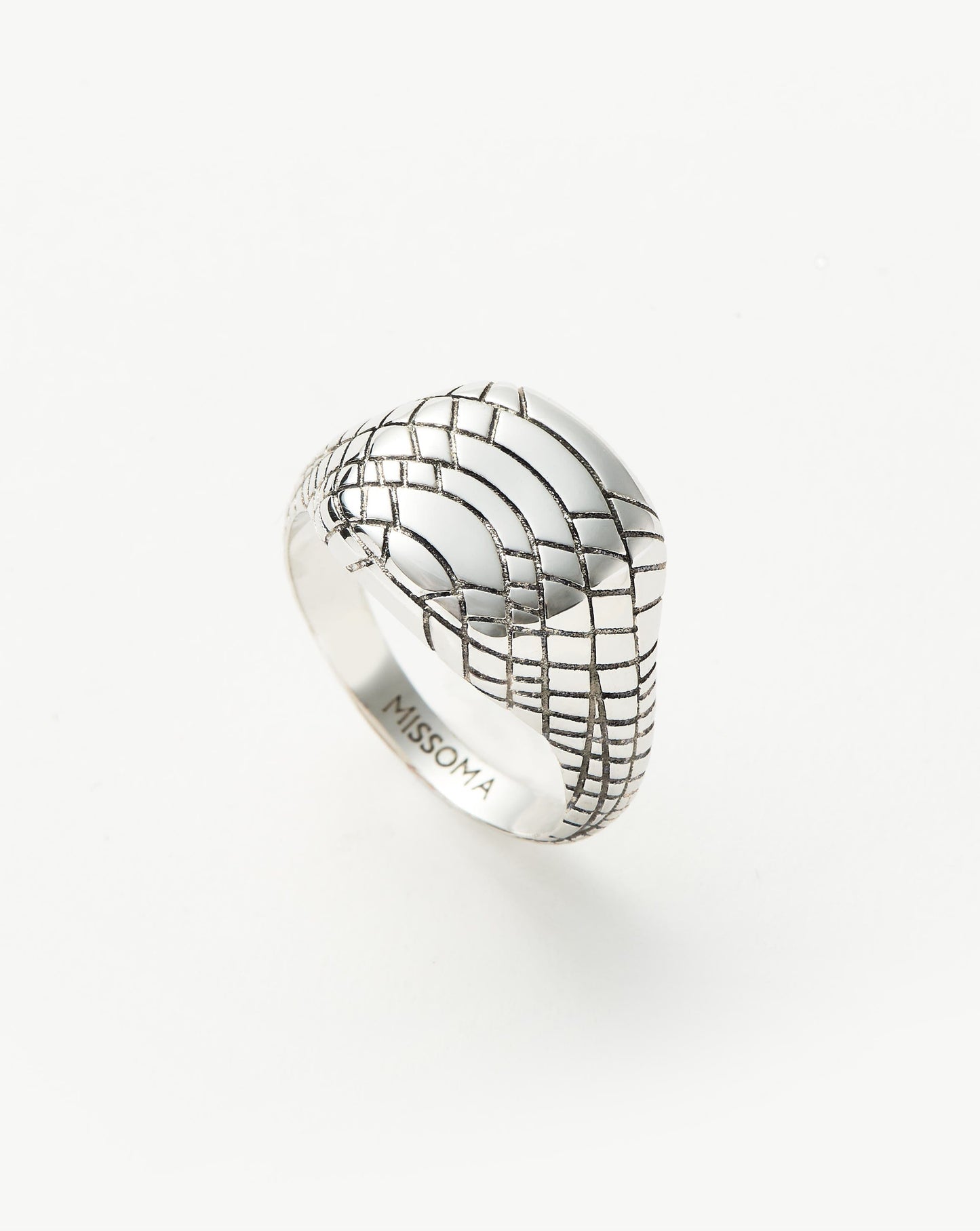 Textured Silver Plated Serpent Signet Ring