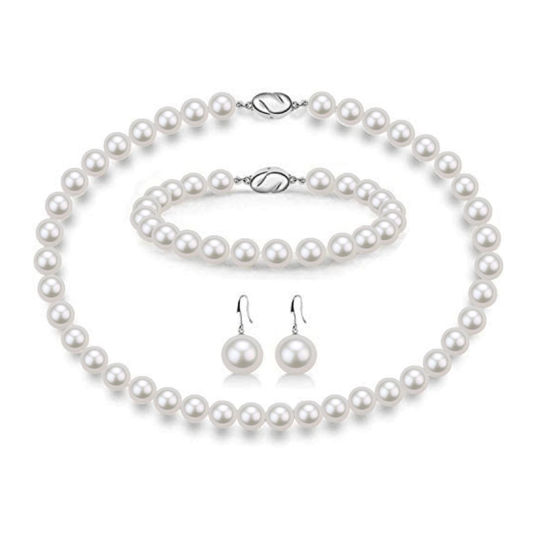 Three Piece White Freshwater Pearl Jewelry Set 1