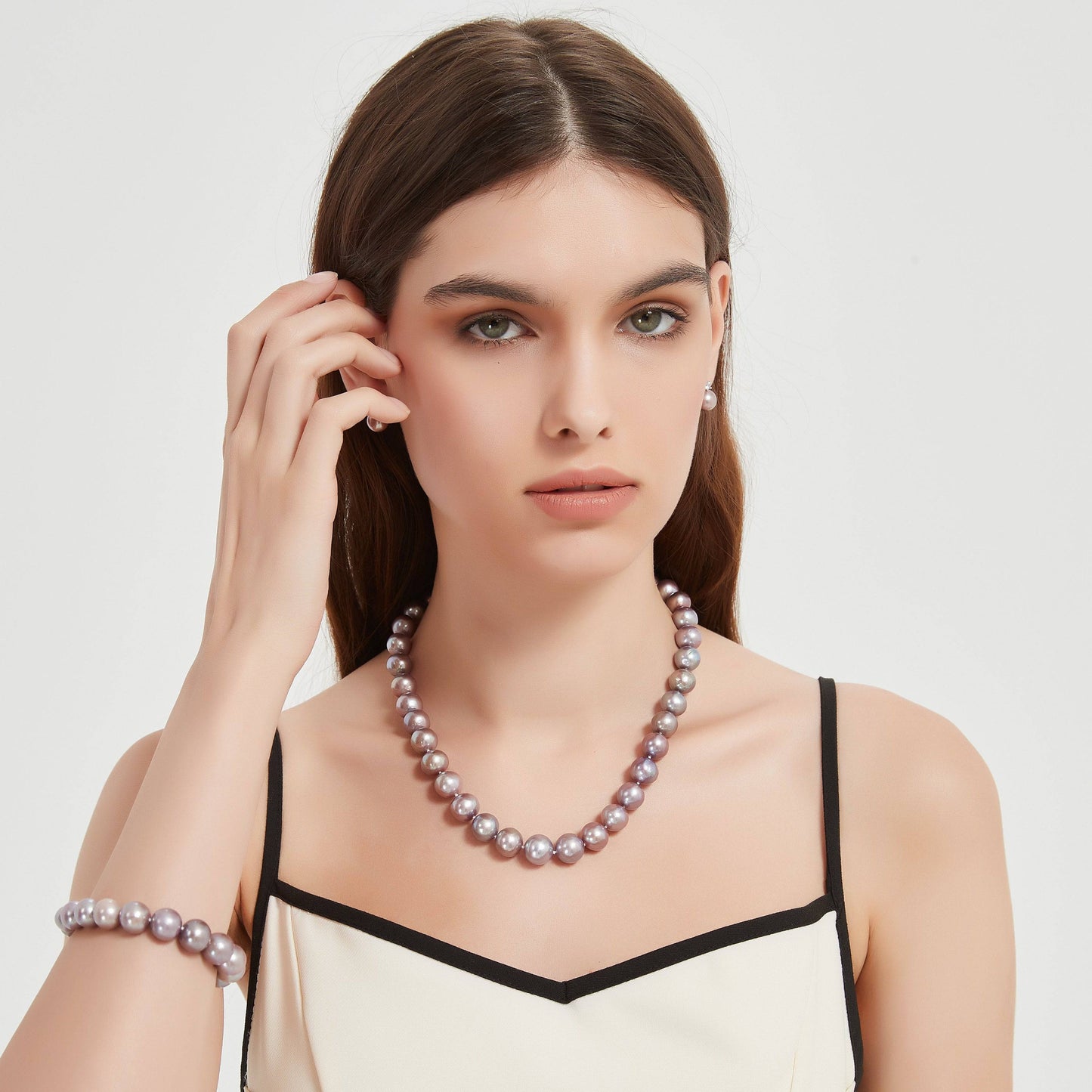 Purple Edison Pearl Necklace and Bracelet Set