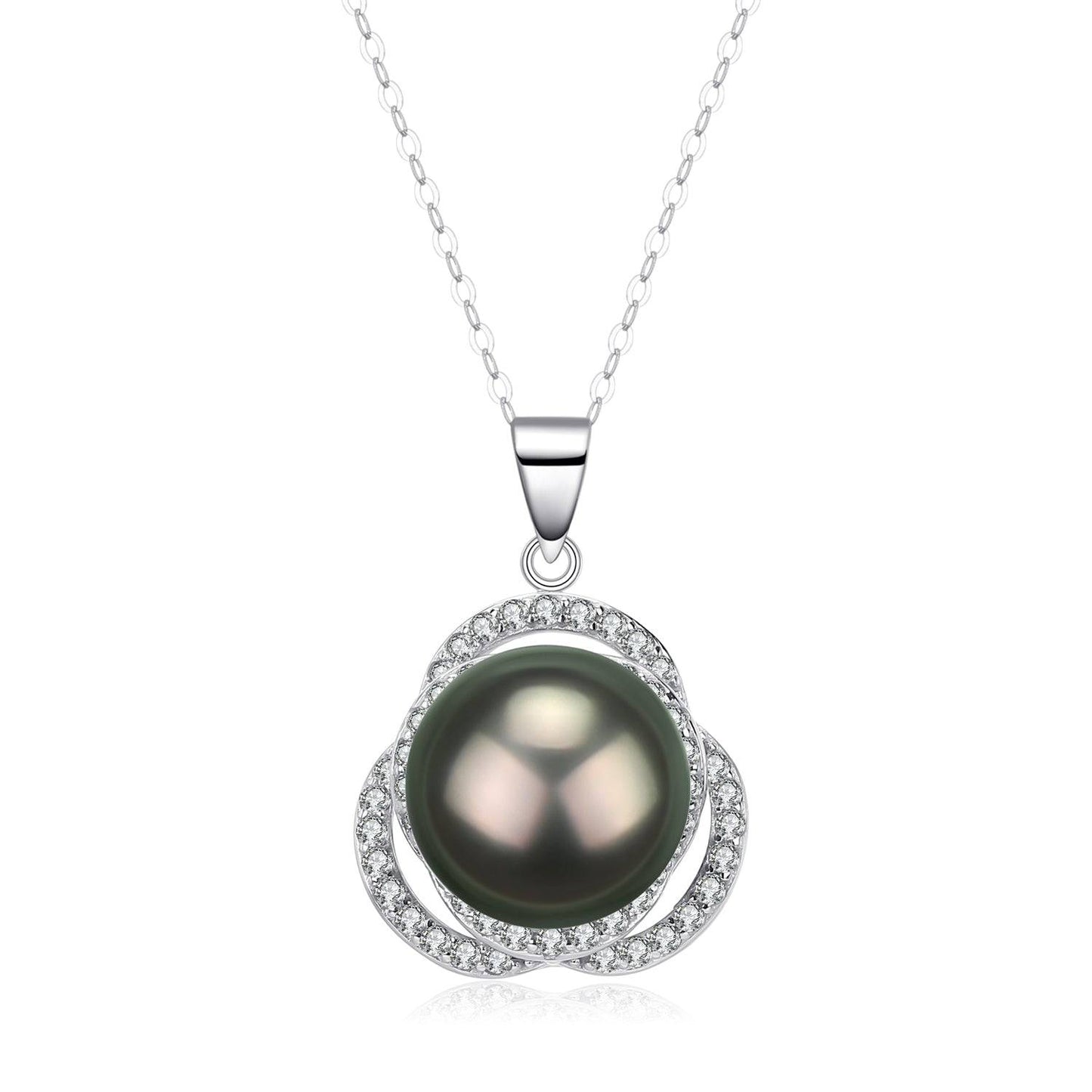 Tahitian Pearl and Rose Earrings and Necklace Set