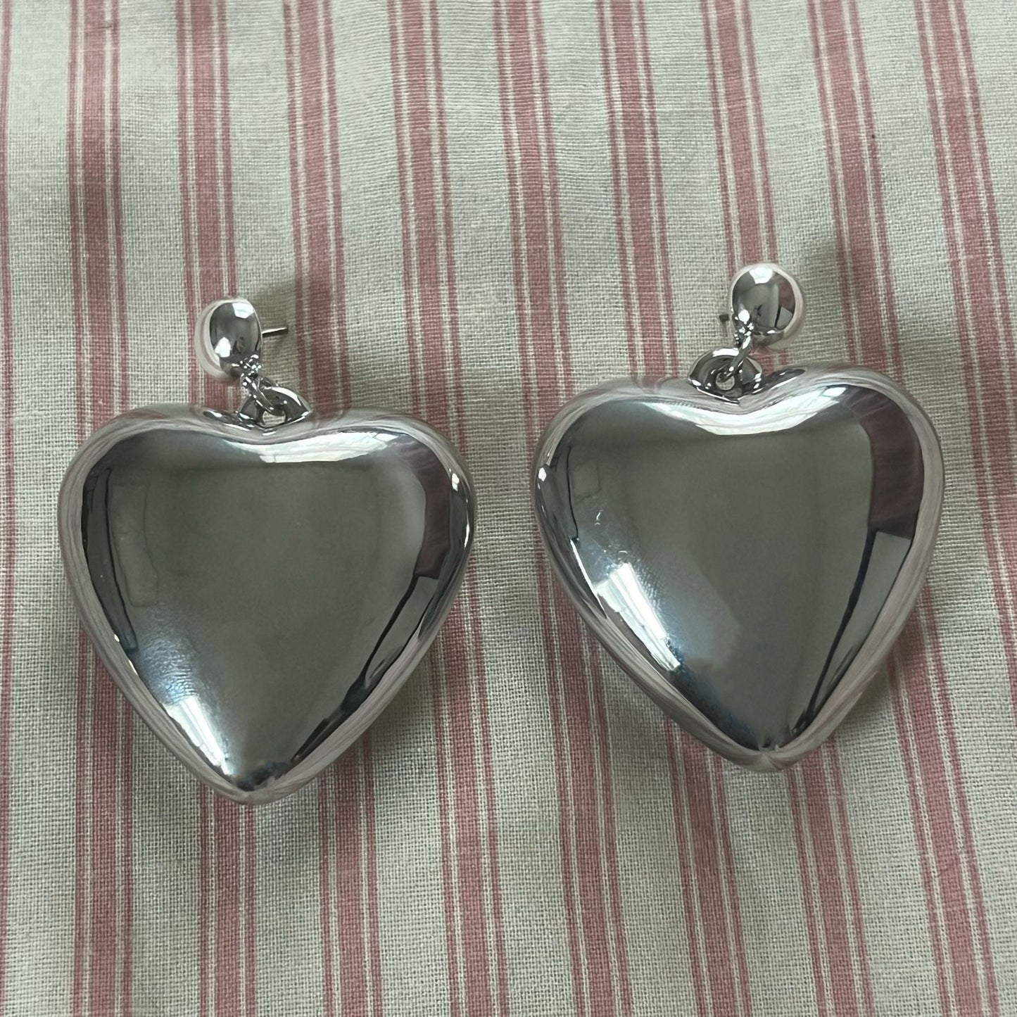 Silver Heart Bubble Statement Earrings