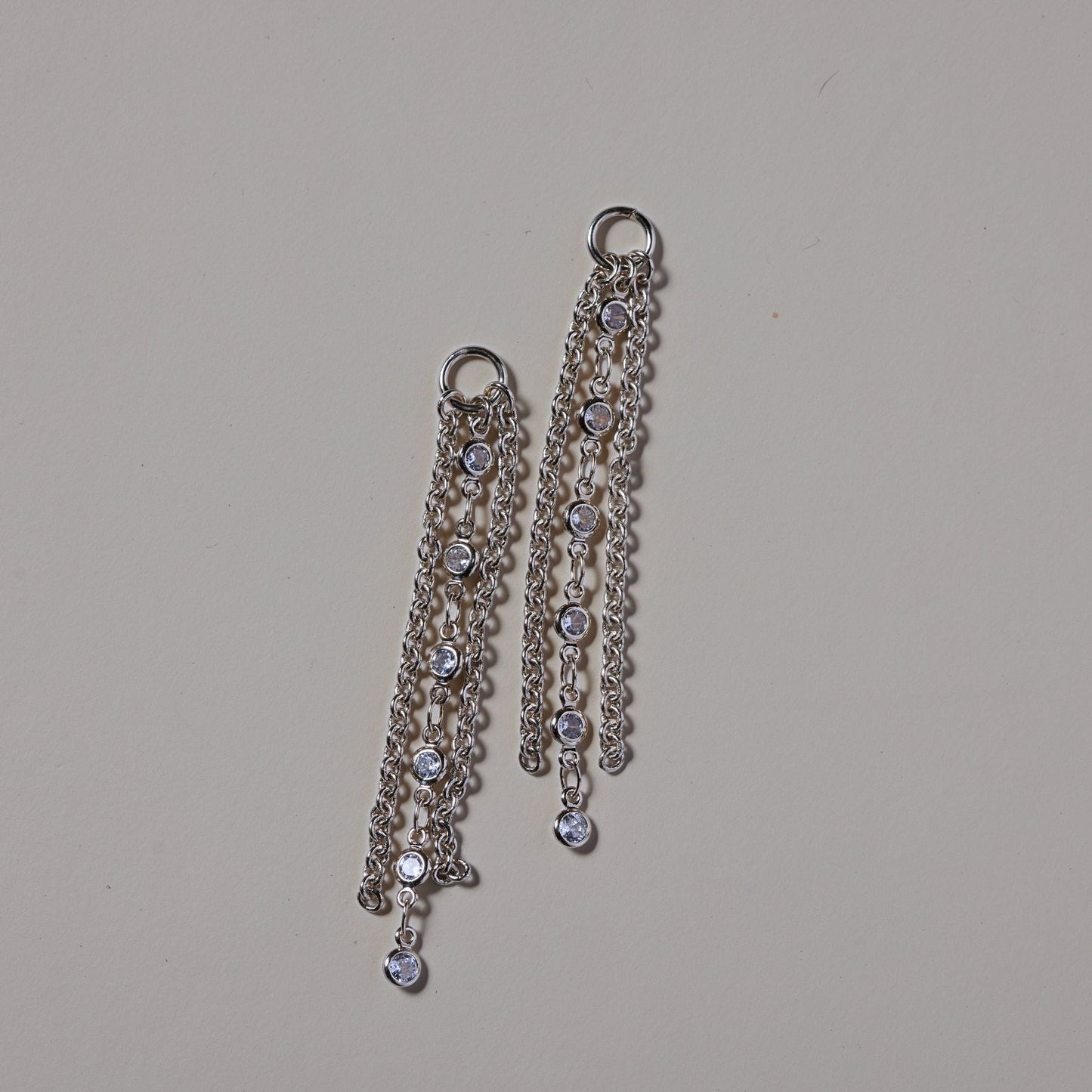 Crystal Fringe Charms in Silver Material