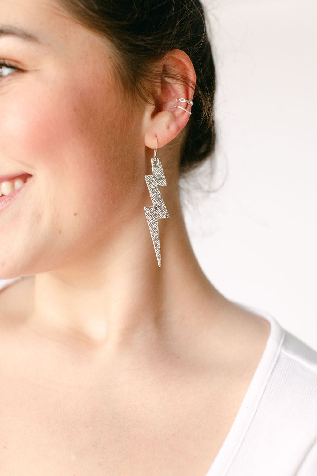 Silver Lightning Bolt Leaf Design Jewelry