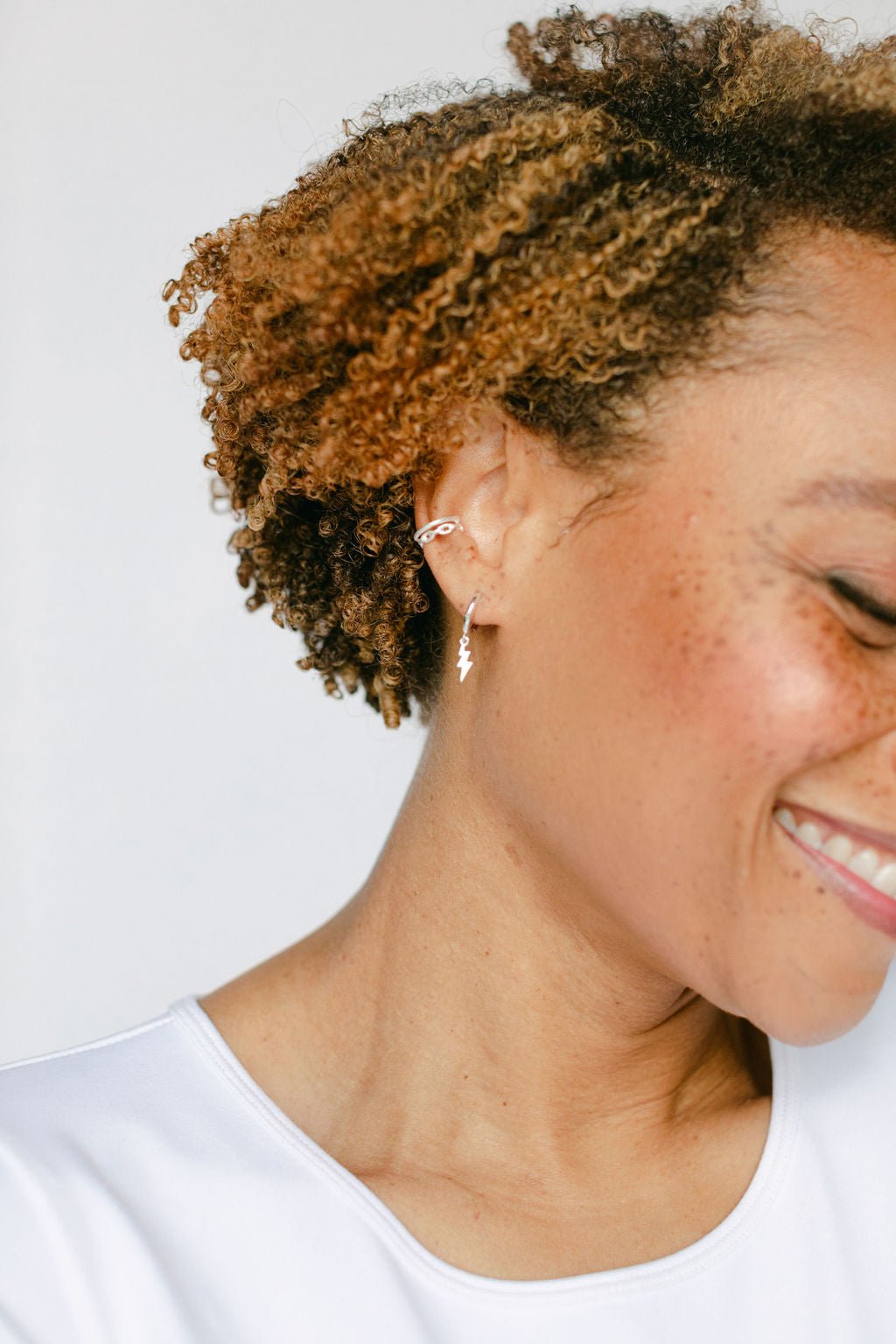 Silver Lightning Bolt Hoop Earrings