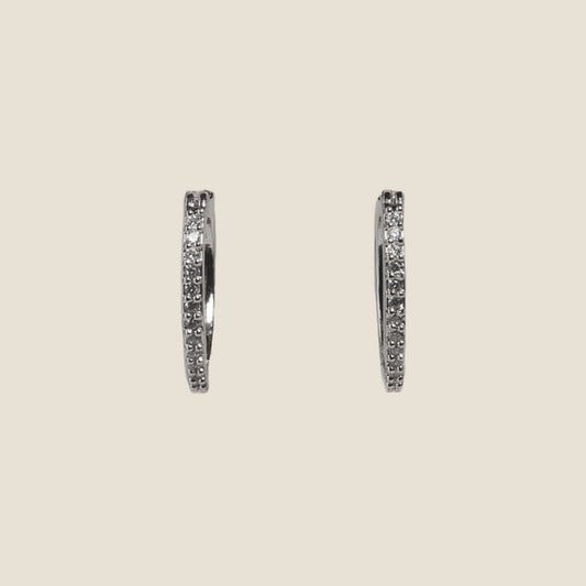 Silver Pavé Huggie Earrings for Everyday Wear