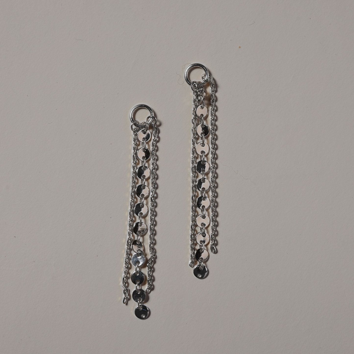 Silver Fringe Charms with Sequin Design