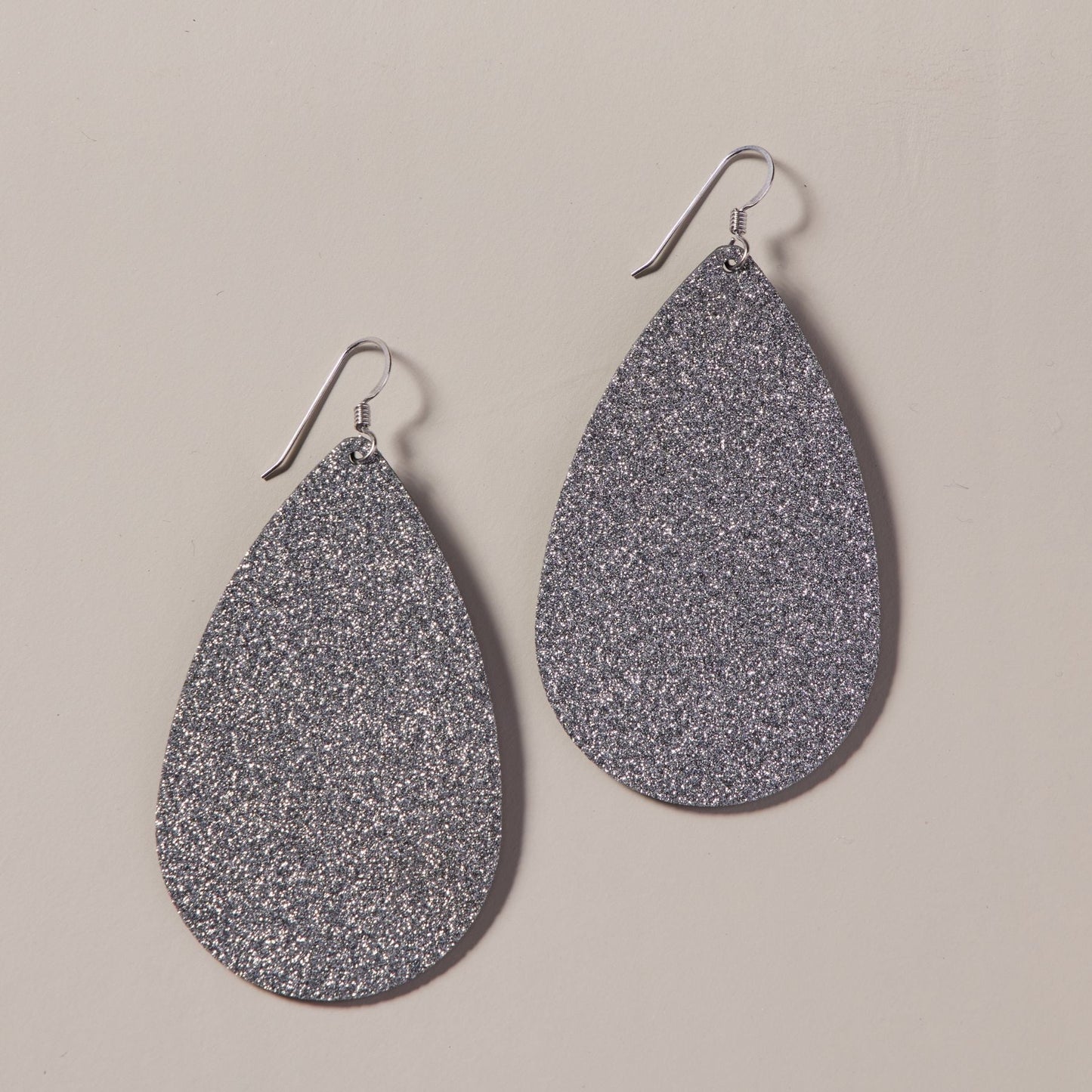 Silver Teardrop Earrings with Sparkling Design