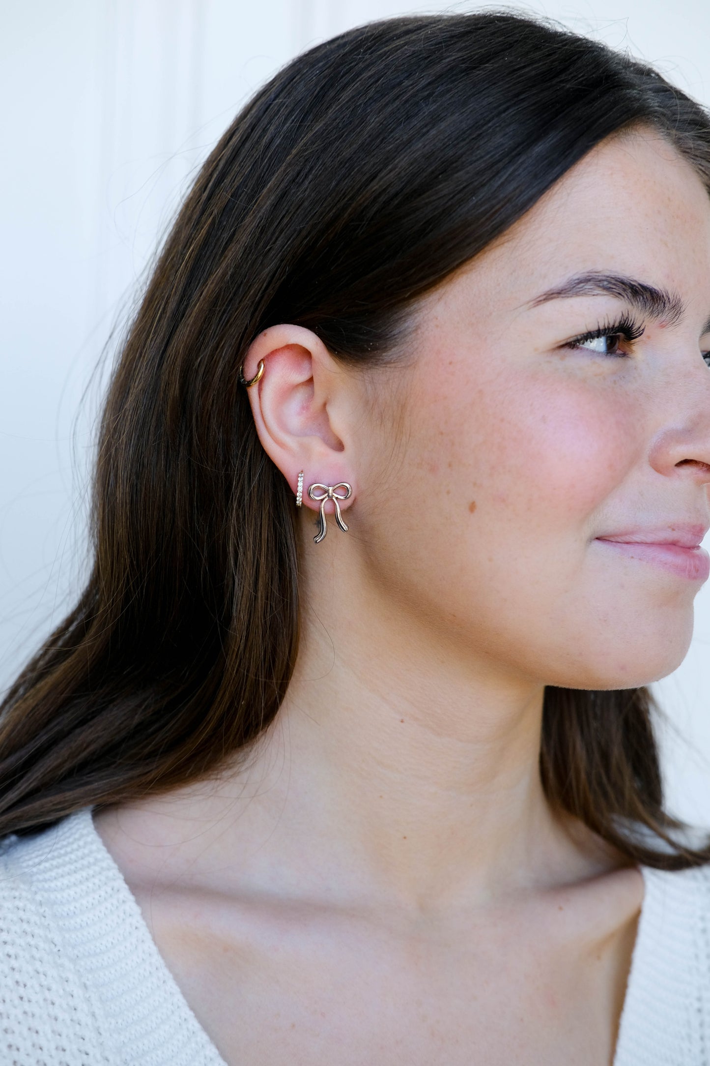 Vintage Silver Bow Stud Earrings