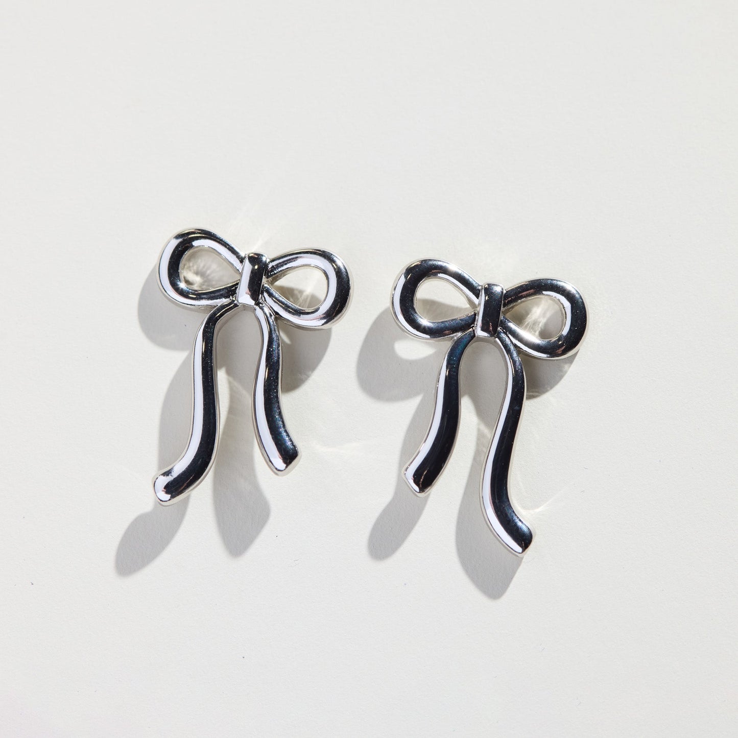 Vintage Silver Bow Stud Earrings