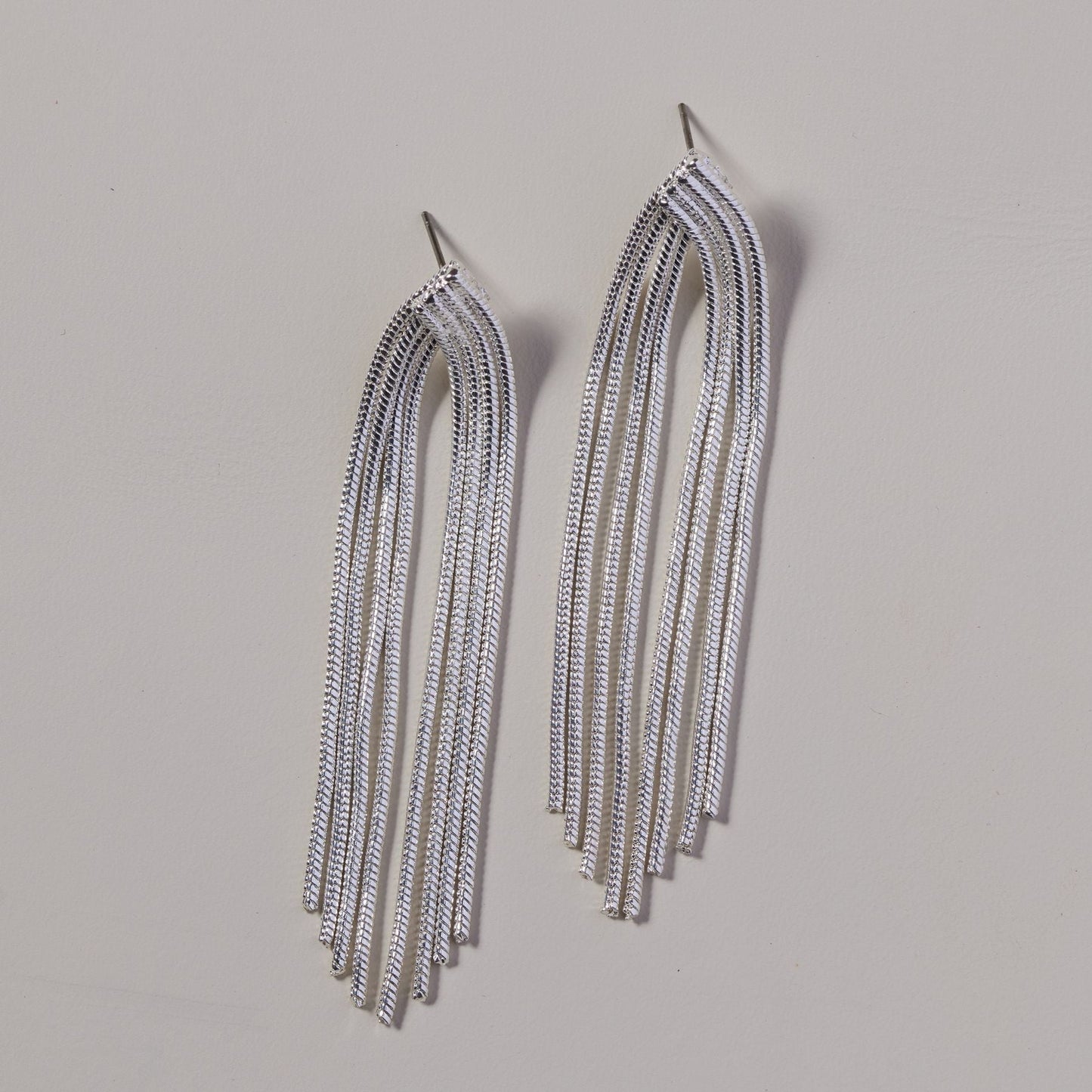 Elegant Silver Waterfall Chain Earrings