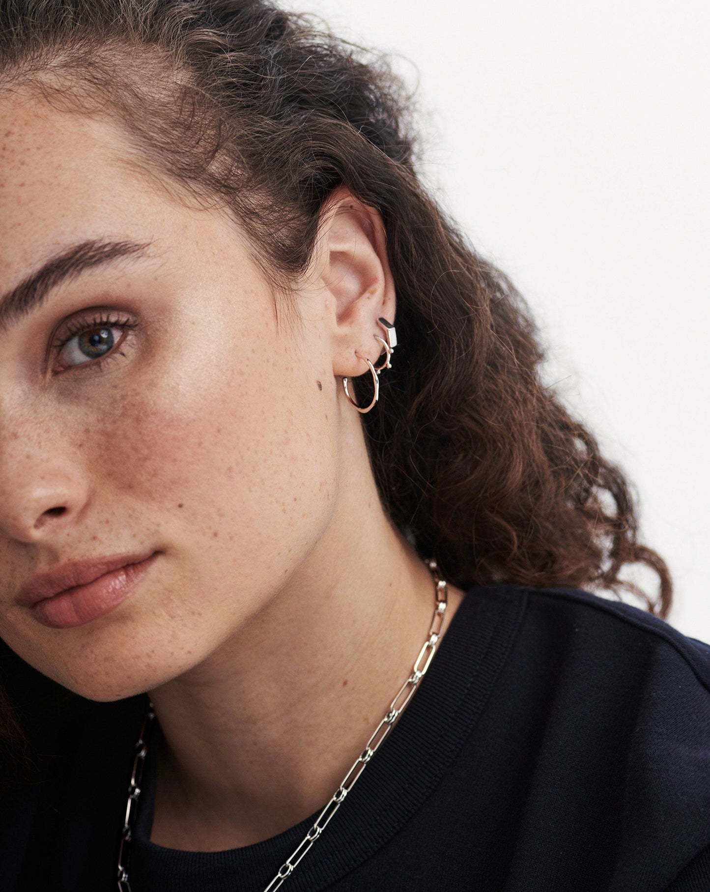 Small Textured Hoop Earrings in Gold