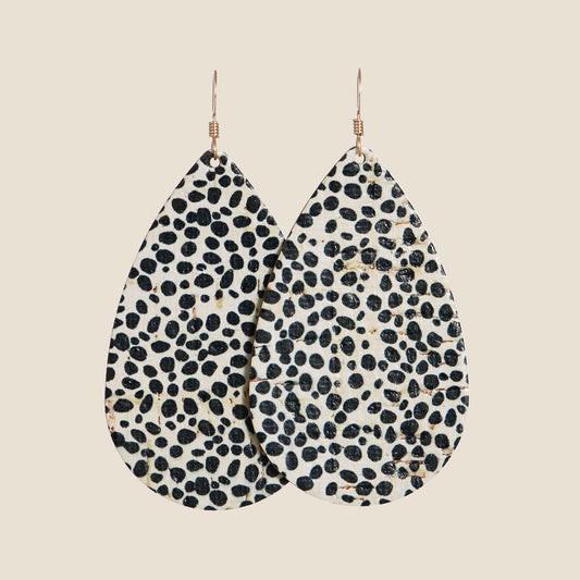 Cork Teardrop Earrings in Speckled Design