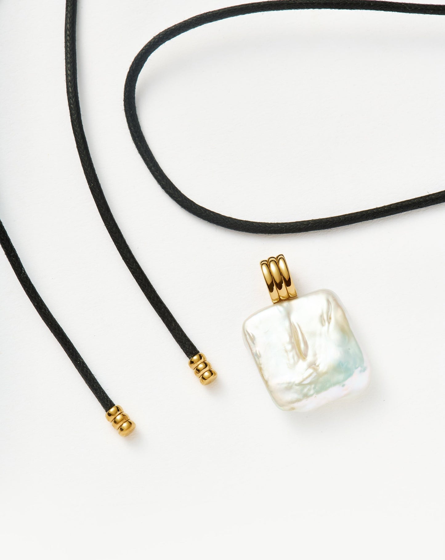 Square Pearl Pendant Necklace in Gold Vermeil