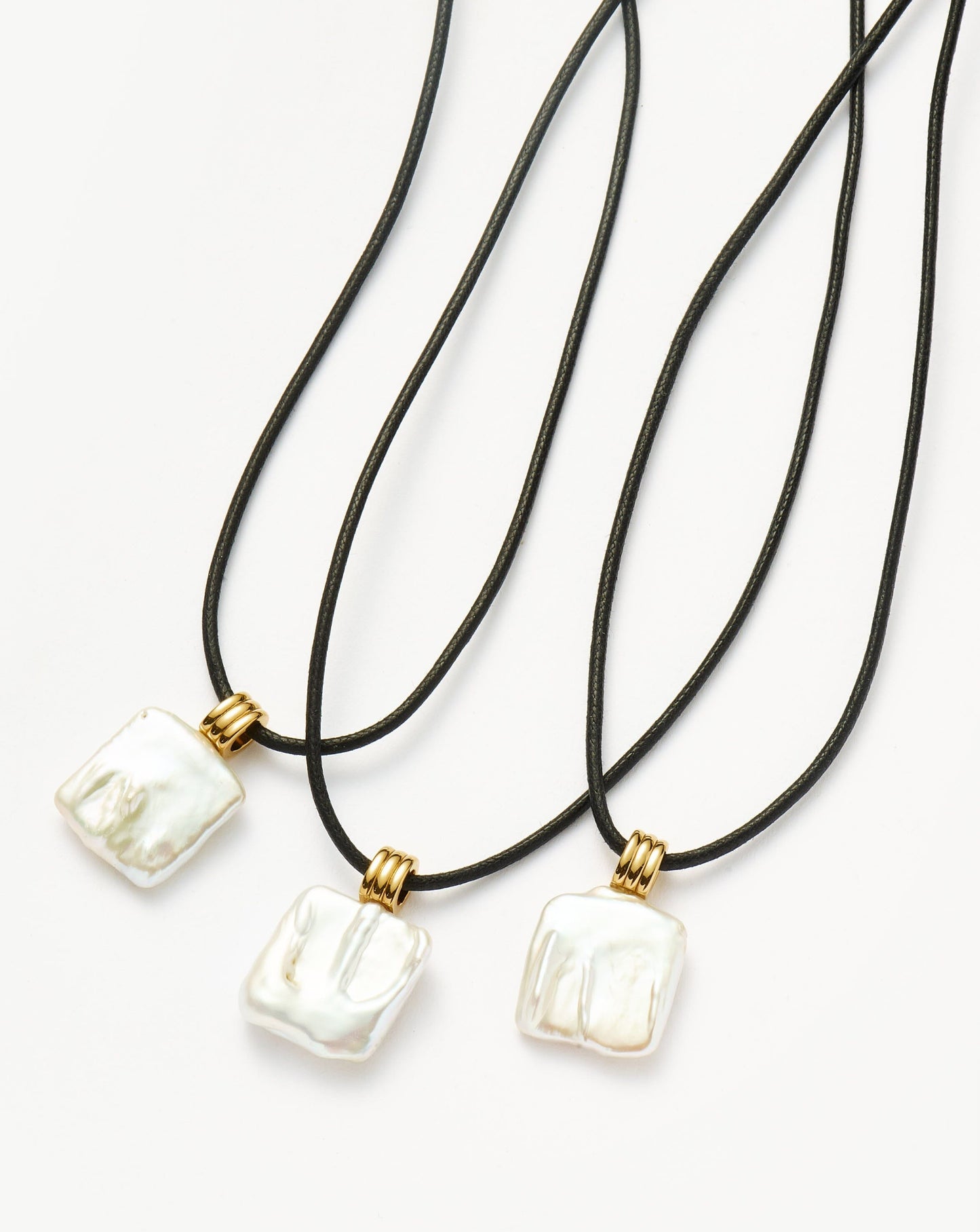 Square Pearl Pendant Necklace in Gold Vermeil