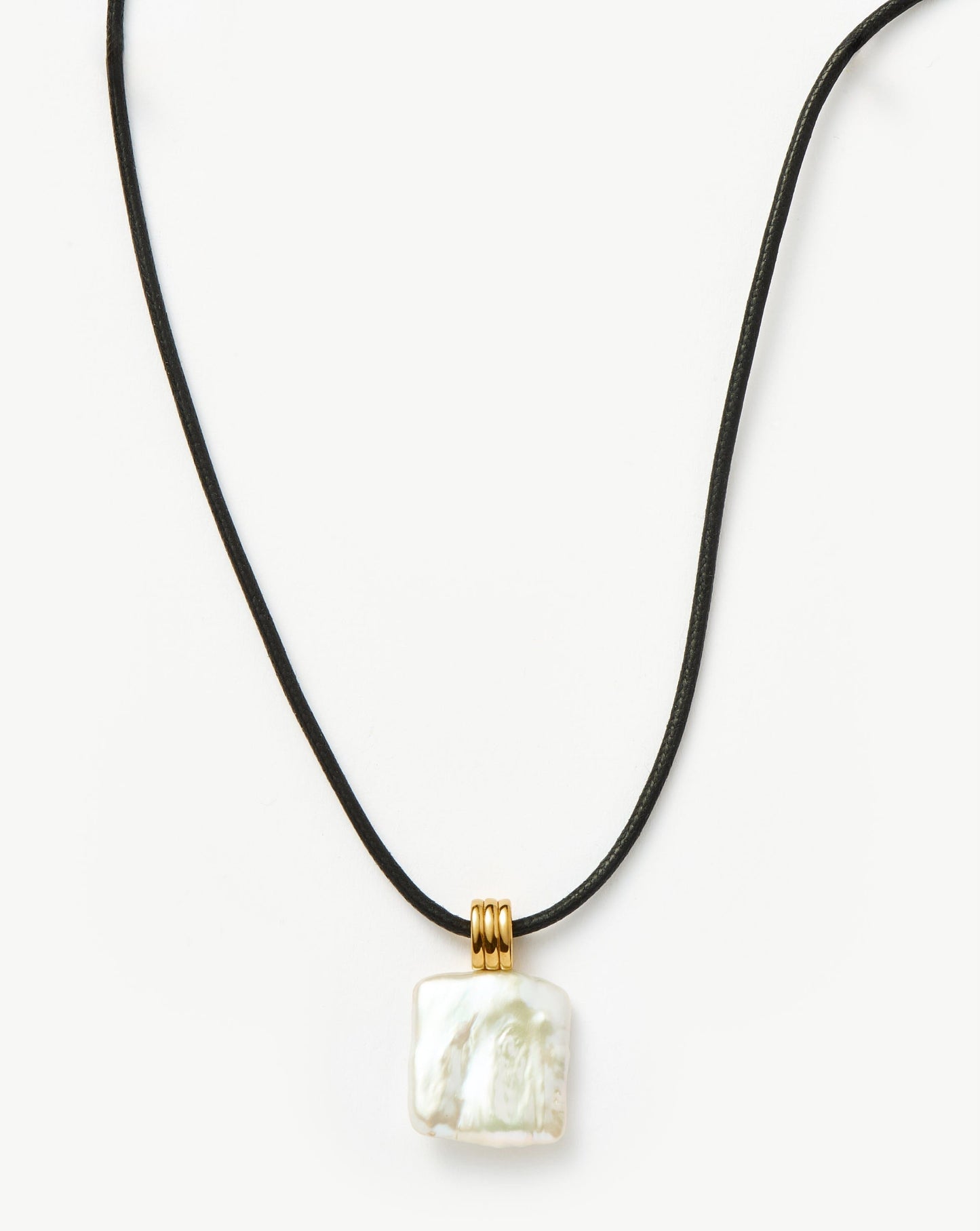 Square Pearl Pendant Necklace in Gold Vermeil