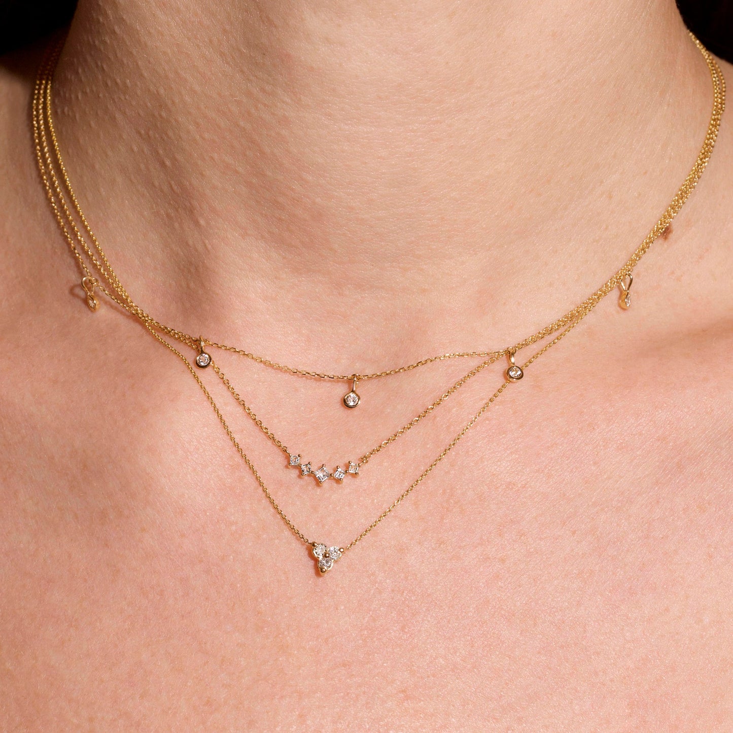 Triad Necklace with Diamond Accents