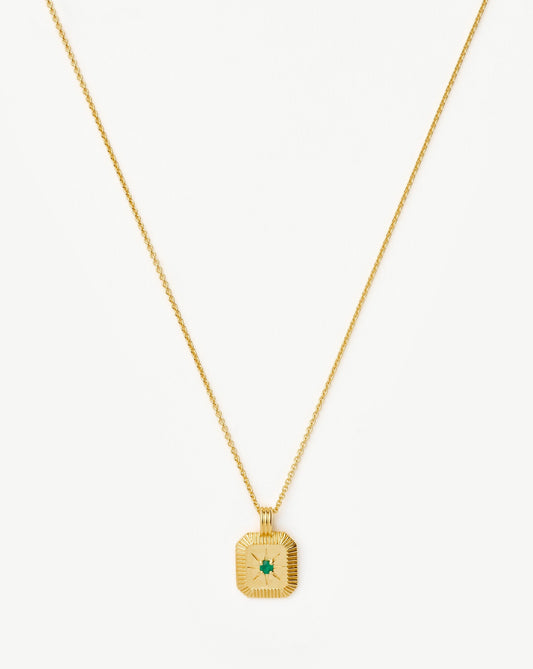 Green Chalcedony Pendant Necklace in 18k Gold Vermeil