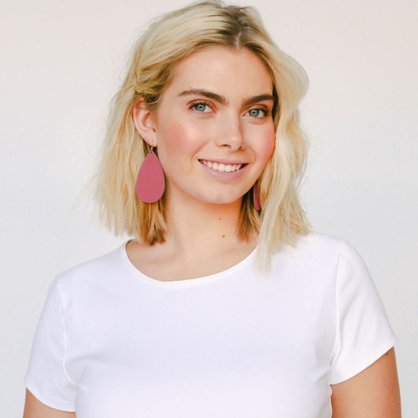 Pink Teardrop Earrings in Taffeta Style