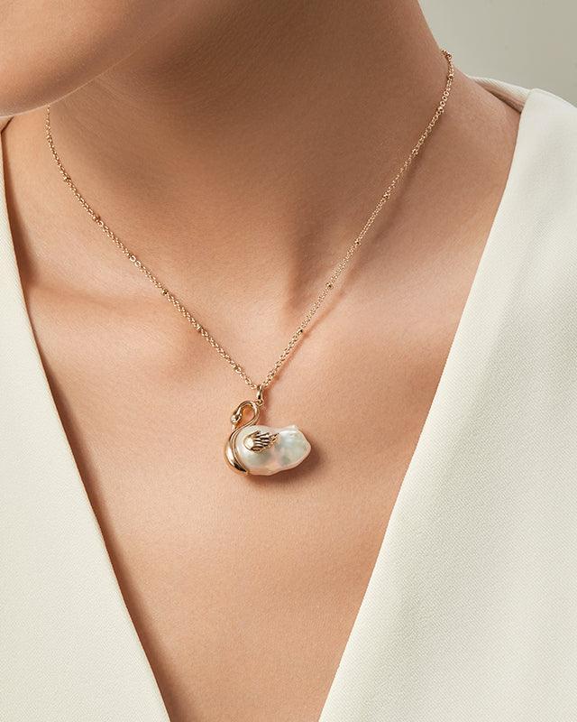 Baroque Pearl Necklace with Tender Heart Design