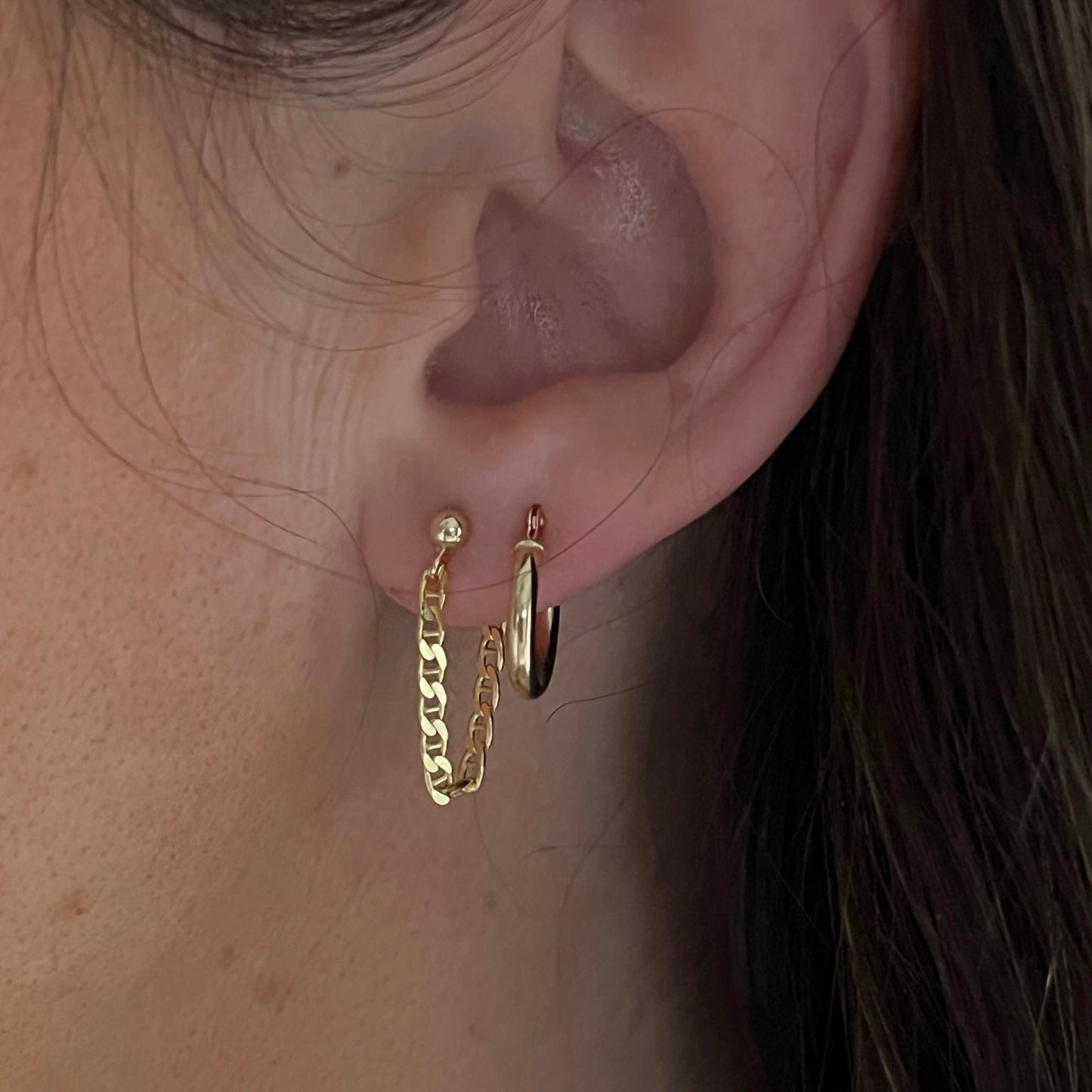 14k Gold Tina Chain Earrings for Everyday Wear