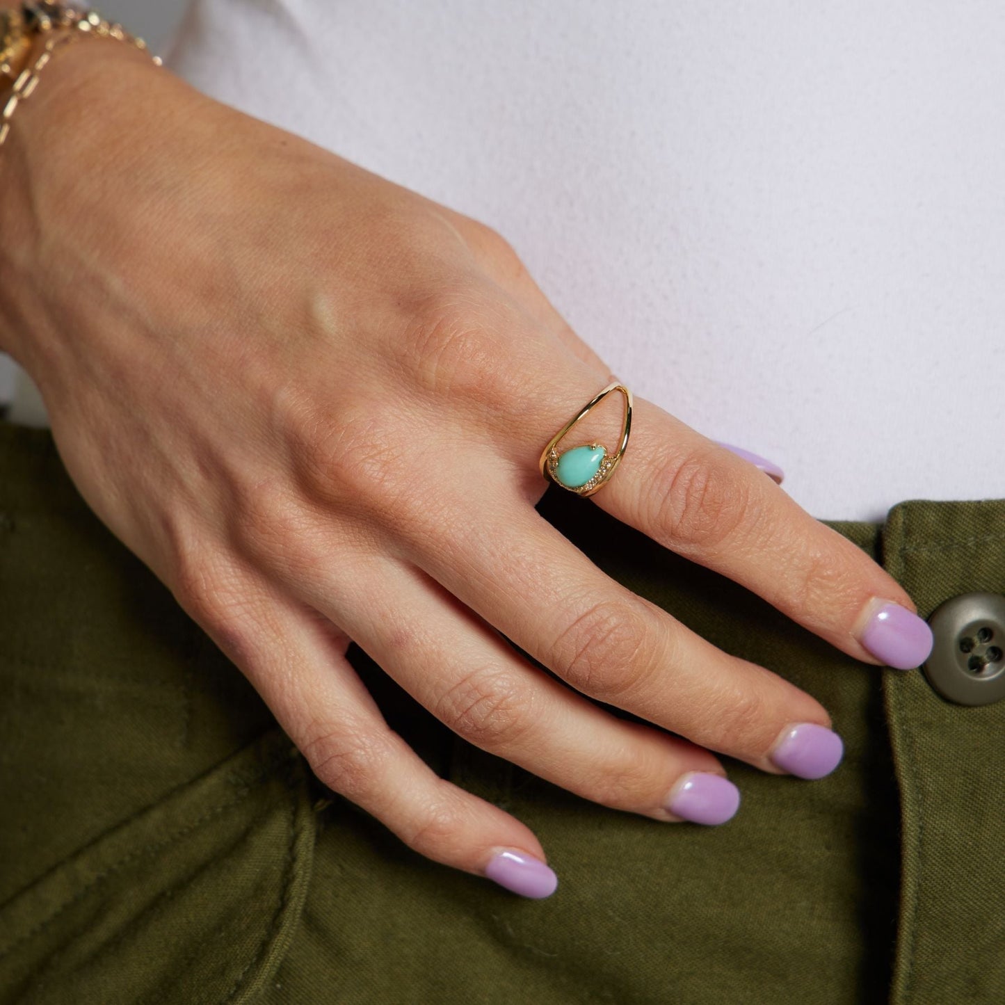 Turquoise Cocktail Ring in Elegant Design