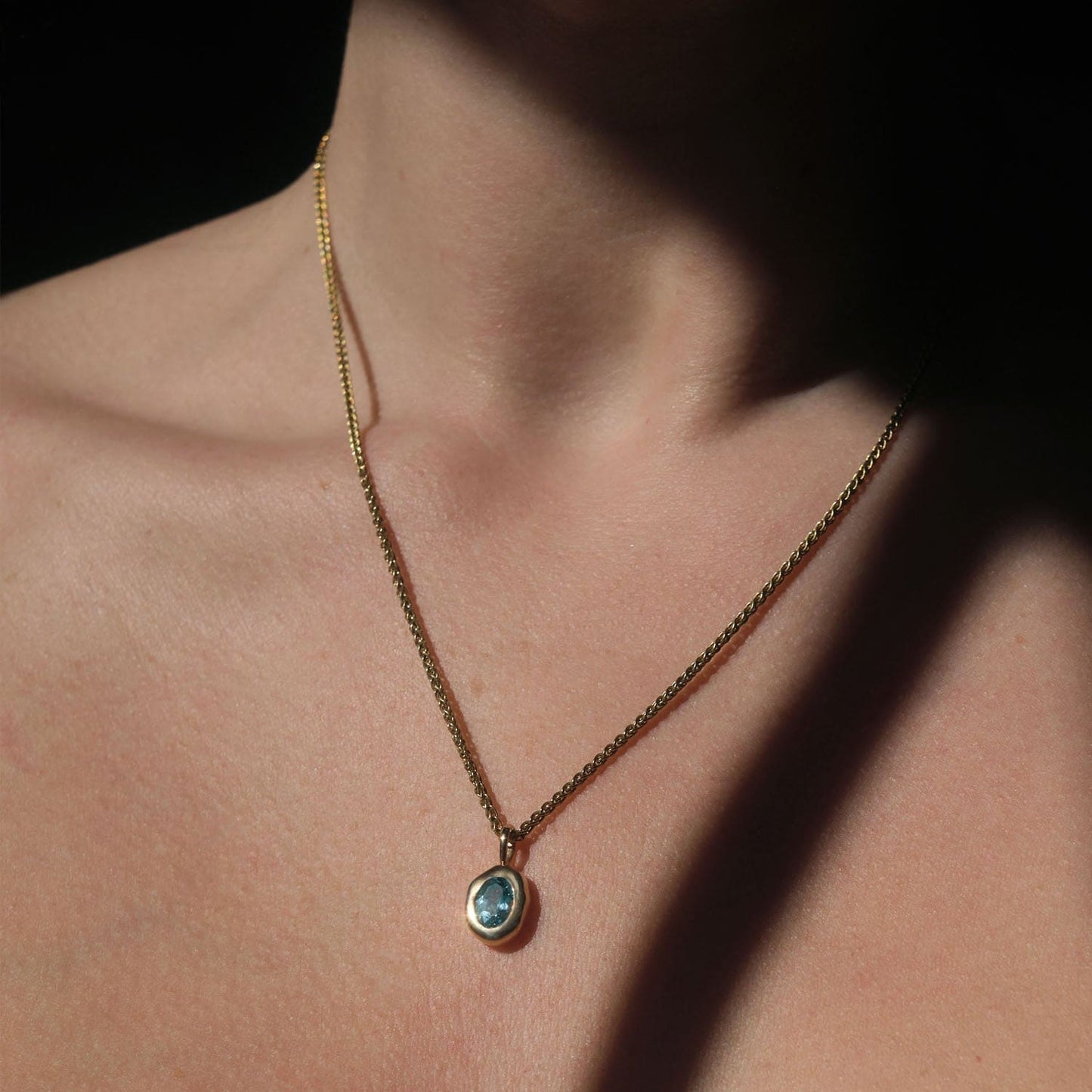 Blue Topaz Pendant in Molten Heirloom Style