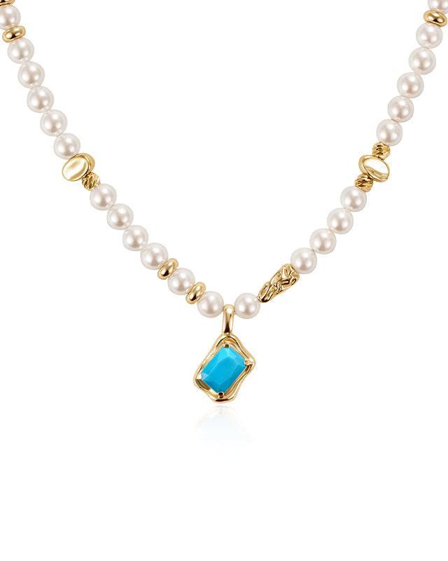 Turquoise and Pearl Decorative Necklace