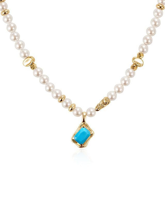 Turquoise and Pearl Decorative Necklace