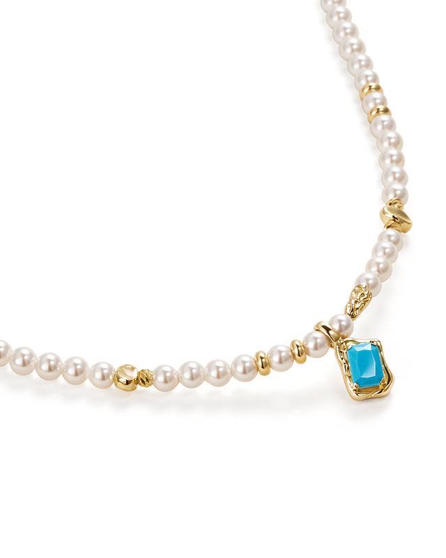 Turquoise and Pearl Decorative Necklace