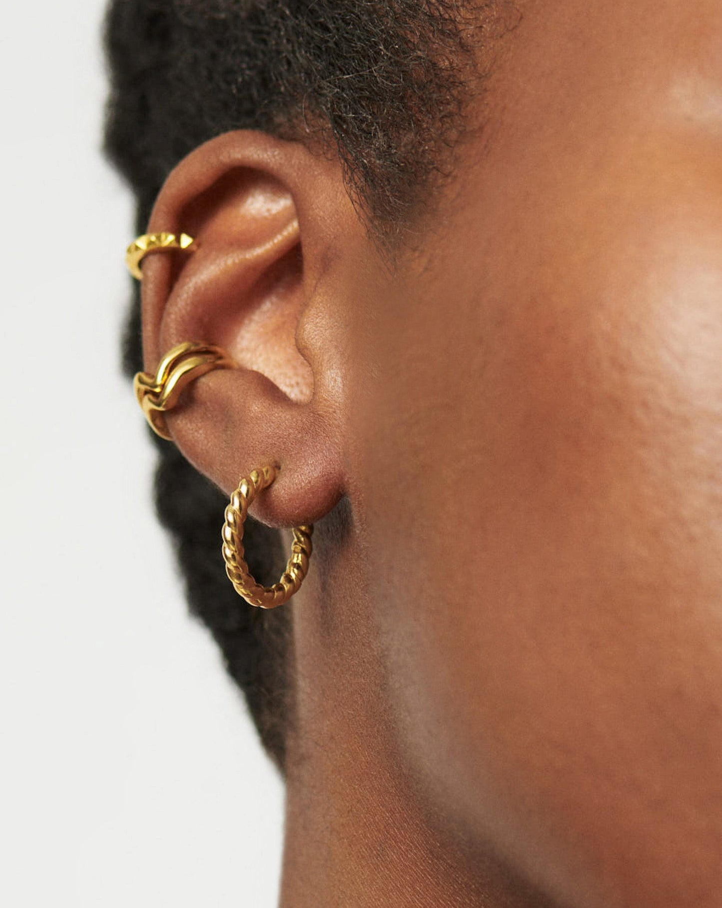 Small Twisted Helical Hoop Earrings in 18k Gold Vermeil