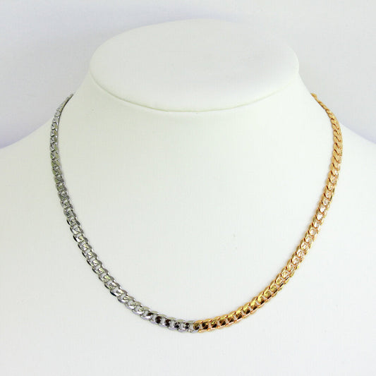 Double Tone Link Chain Necklace in Metal