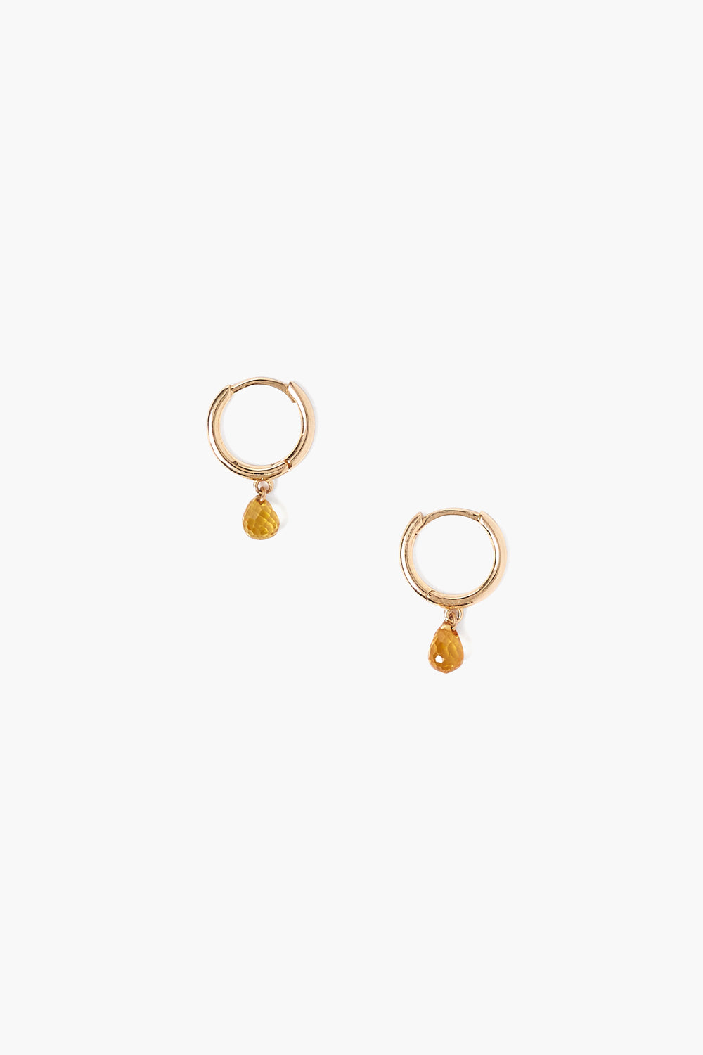 Yellow Sapphire 14k Gold Hoop Earrings