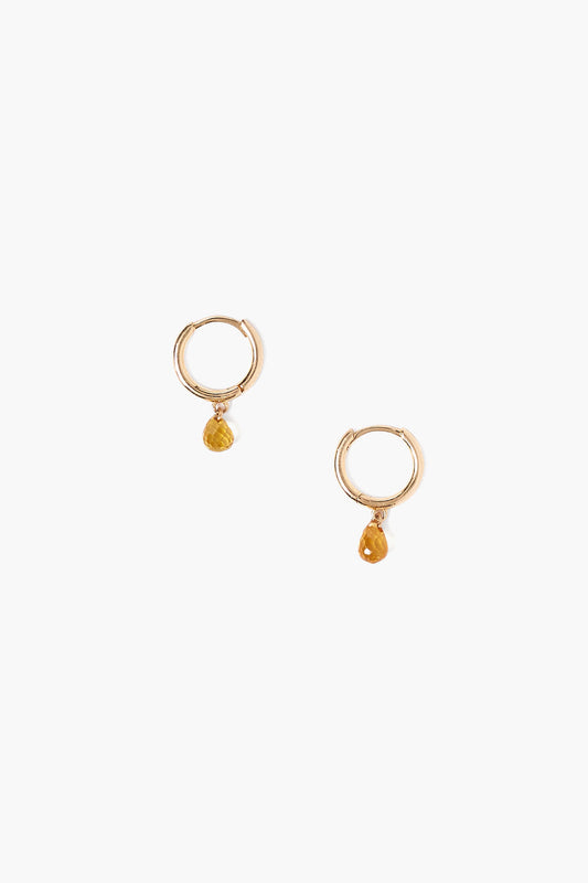 Yellow Sapphire 14k Gold Hoop Earrings