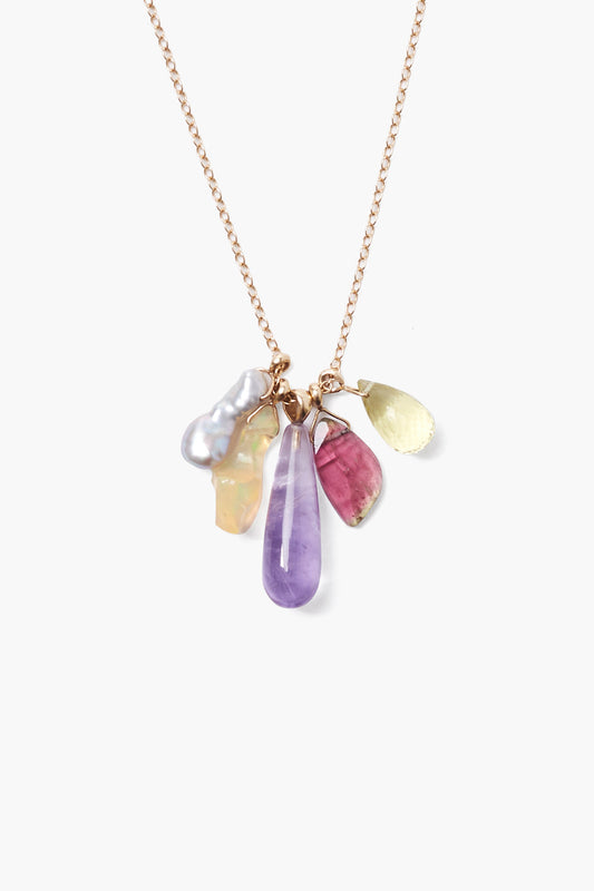 Kaleidoscope Necklace with 14k Amethyst and Charm