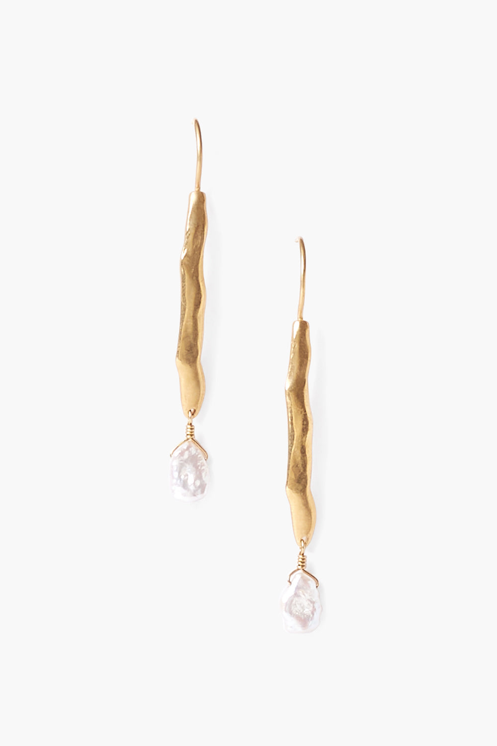 Elegant Gold Wave Pearl Drop Earrings